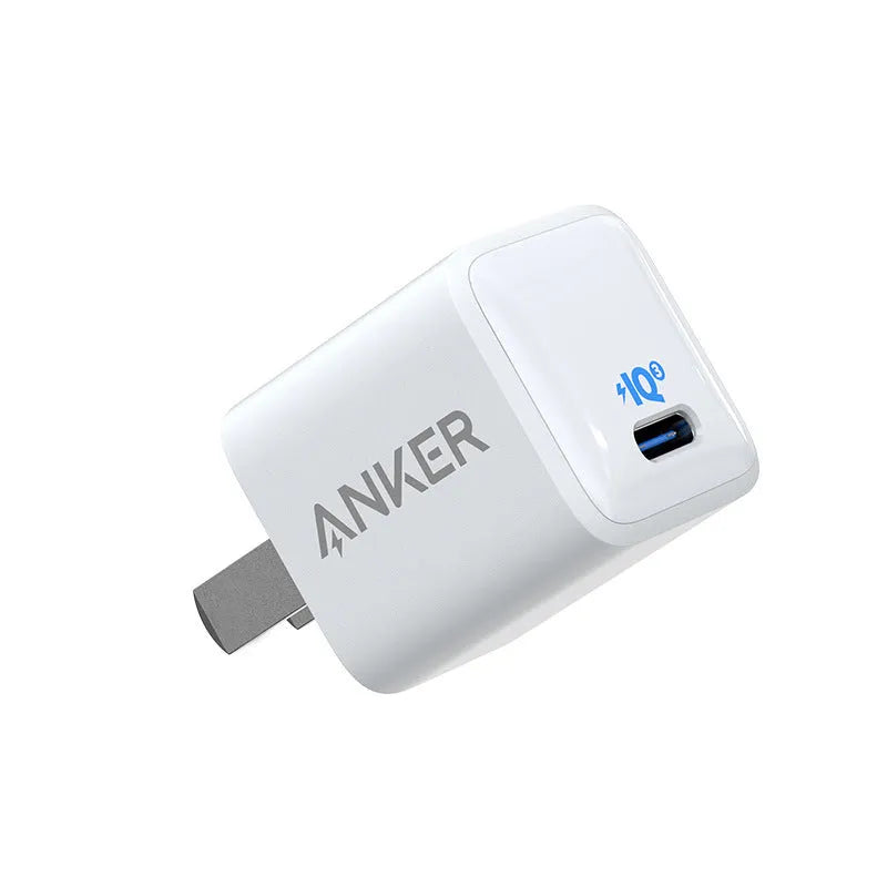 White USB travel charger with 18W fast charging for mobile phones