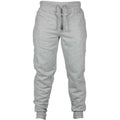 Men's solid colour cotton fleece casual pants with drawstring waistband in loose fit