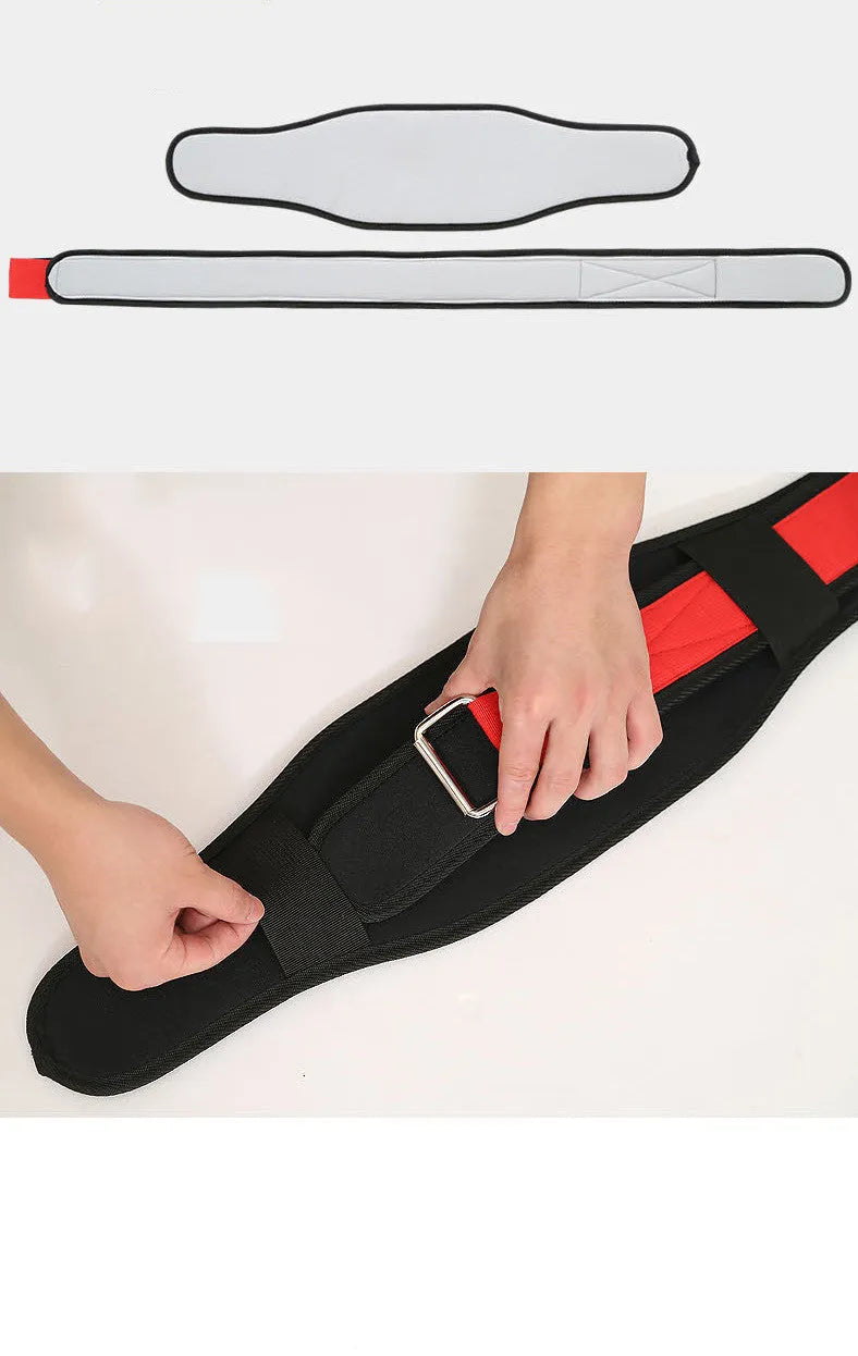 Nylon fitness weightlifting waistband belt in black, red, or yellow for adult use.