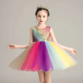 Girls rainbow skirt with lace and mesh layers in seven colours, polyester fabric, 110-160cm sizes