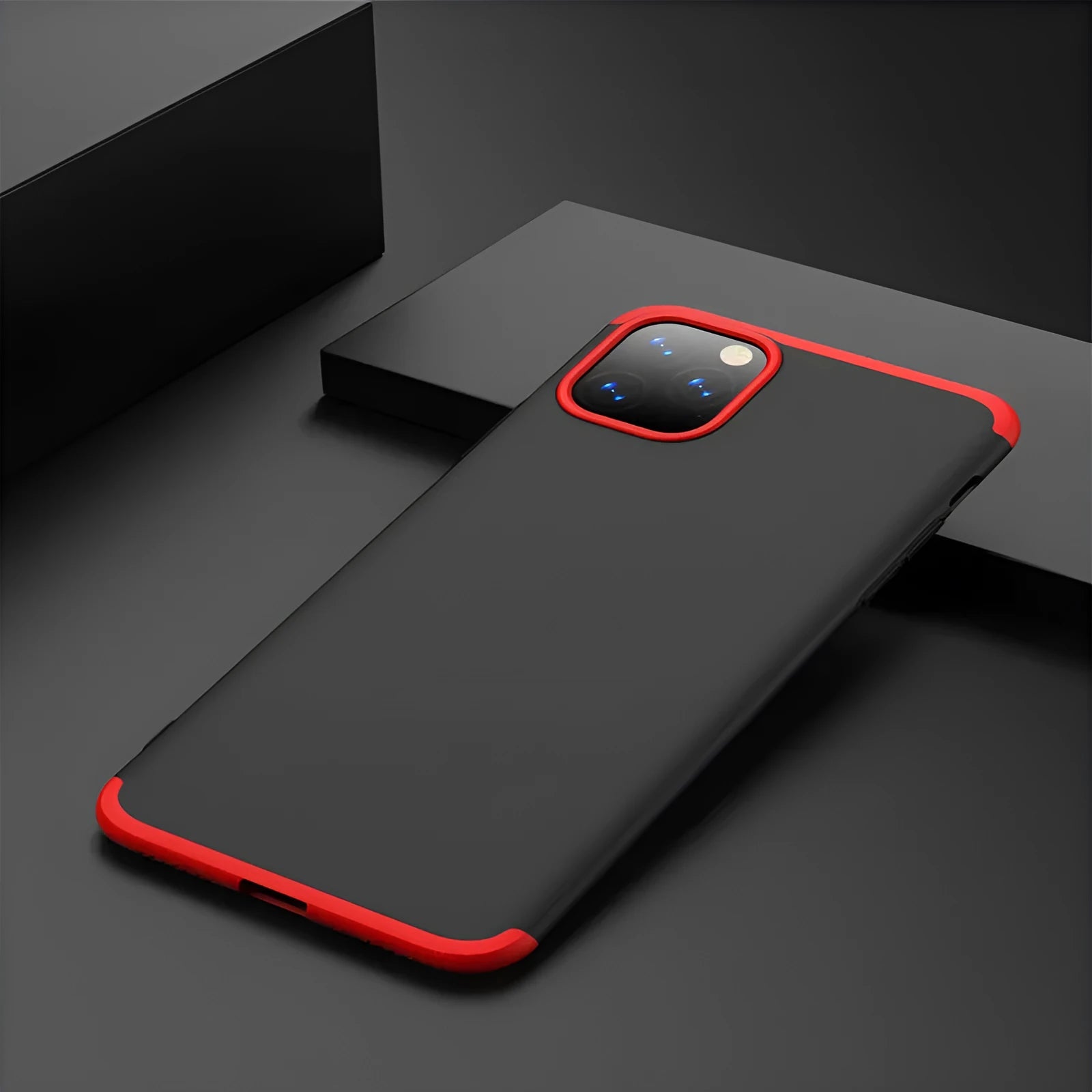 Three-section PC mobile phone case for Apple iPhone 11 in solid black colour, back cover style