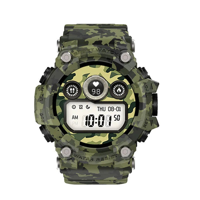 Black T6 tactical rugged smart watch with 1.3 inch screen on an anti-sweat double-clasp wrist strap.