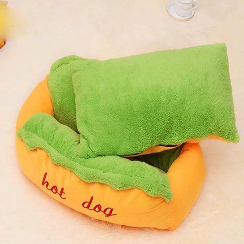 Brown pet dog bed with removable cushion, flannelette surface, and anti-slip oxford fabric base