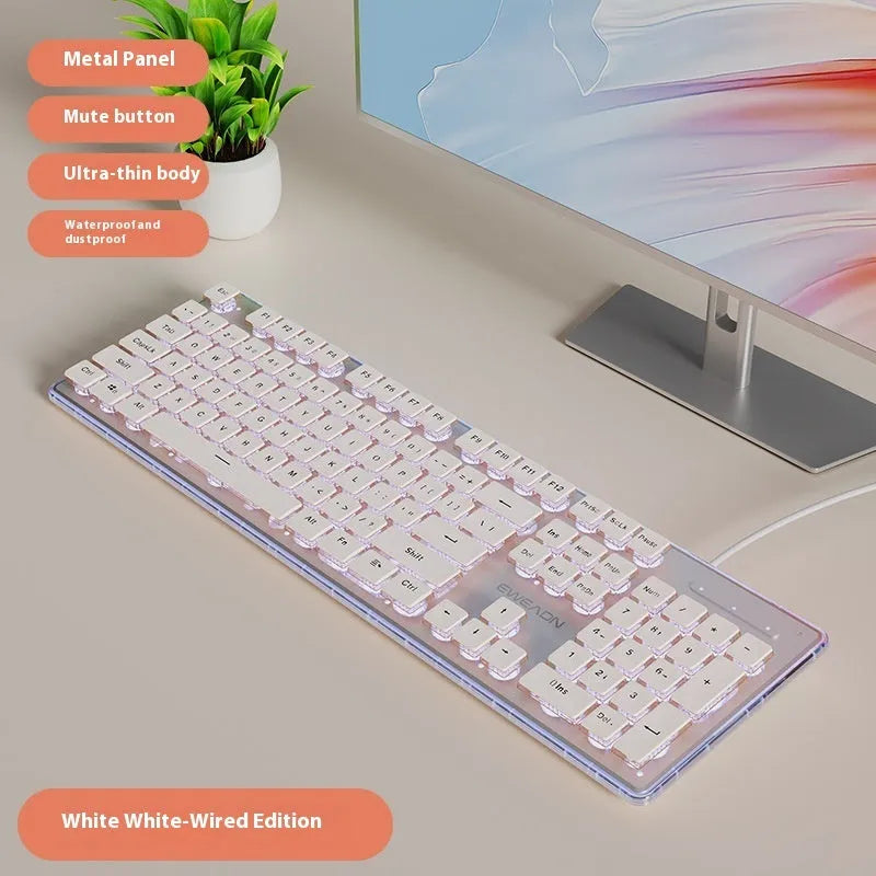 Prewalker V3 wired keyboard and mouse suit in retro green colour on desktop