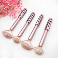 4-piece natural jade facial massage roller set with germanium head on a white background