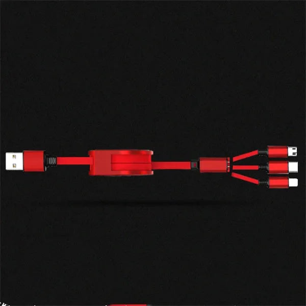3-in-1 telescopic charging cable extended to 120cm with titanium alloy connectors