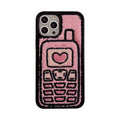 Pink towel embroidered TPU phone case for iPhone showing textured back surface and camera cutouts