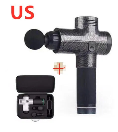 Relax Tissue Deep Muscle Massage Gun with 4 massage heads and LED display, 1.5kg, available in Black, Fibre, Red, and White
