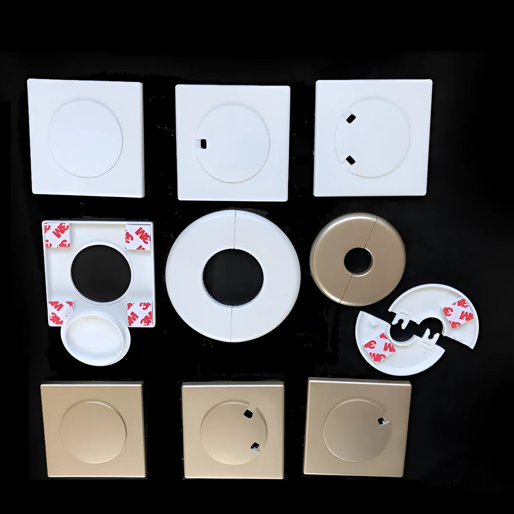 Square decorative wall cover sticker in ABS plastic with 3M adhesive for concealing holes and cables