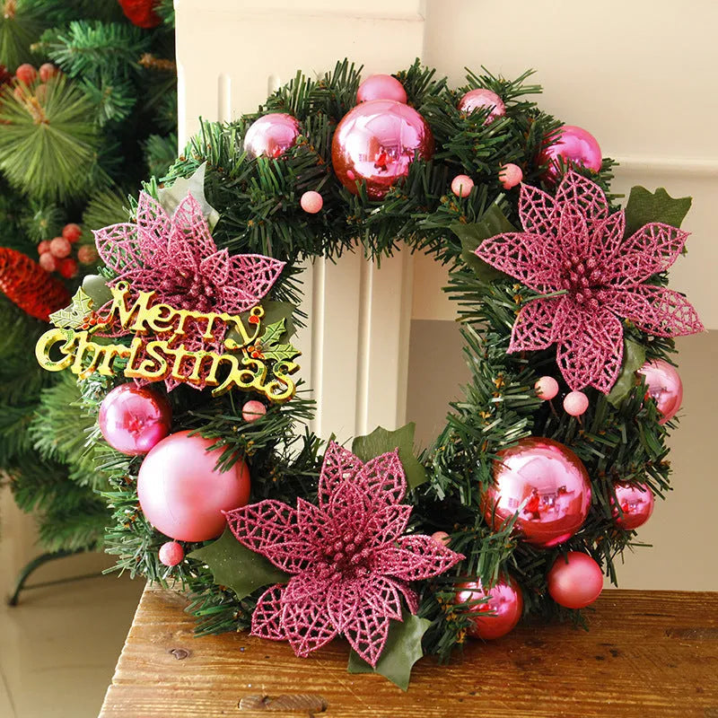 30cm plastic Christmas wreath decoration in multicolour options for door or wall hanging