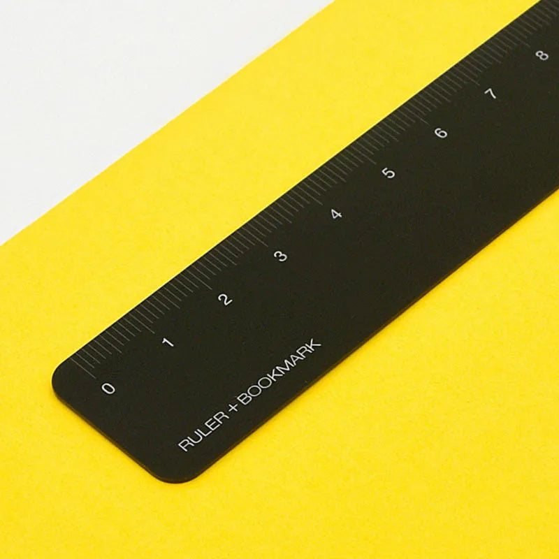 RUMA retro style metal aluminium bookmark ruler with 15cm laser-engraved scale in black grey colour