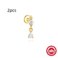 S925 sterling silver water drop earrings with a flat spiral geometric design in a gold tone.