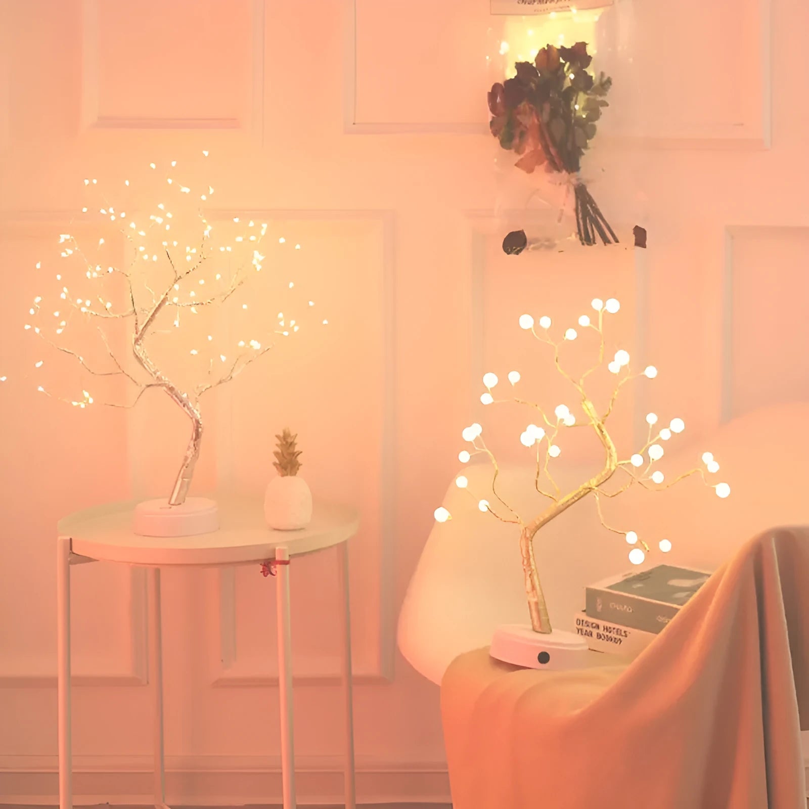 LED Christmas tree light with 108 warm white LEDs, touch control base, and plastic construction