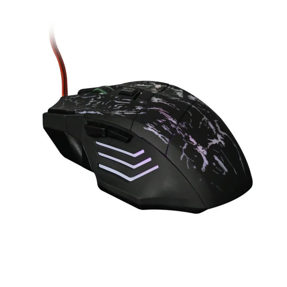 Ultra-thin transparent black wired USB gaming mouse with luminous glow and seven buttons