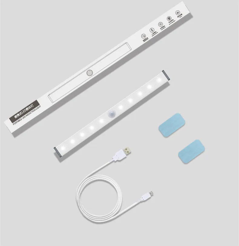 Magnetic USB rechargeable LED closet light with motion sensor in aluminium housing