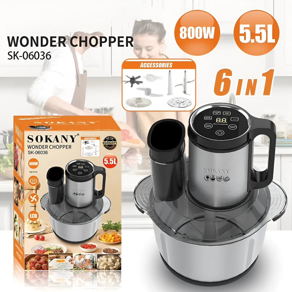 Stainless steel meat grinder with 5-10 litre capacity in 06036 grey colour