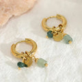 Bohemian natural stone turquoise eardrops in blue on electroplated stainless steel for women