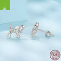 Golden retriever mini ear studs in silver with electroplated finish on a white background