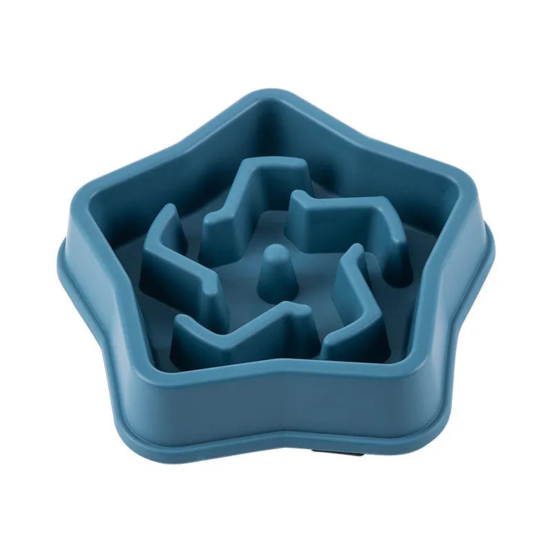 Yellow plastic dog slow feeder bowl with textured bottom pattern measuring 20.1cm diameter