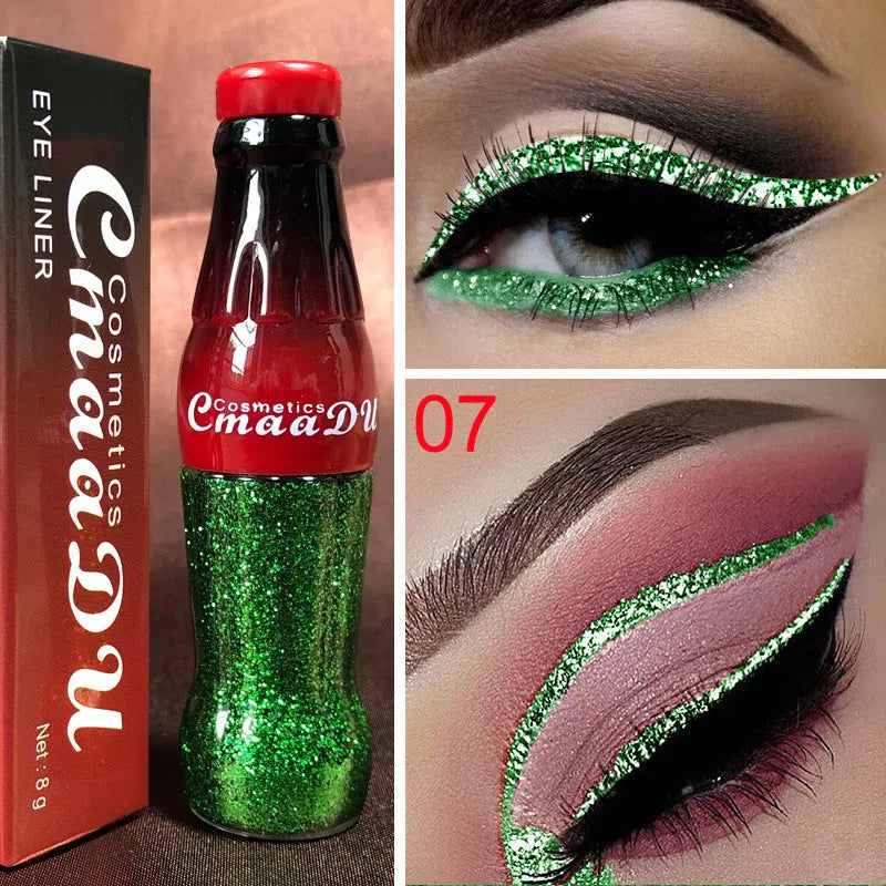 CmaaDu Colour Glitter Liquid Eyeliner in multiple shades, water-resistant liquid glitter formula for precise eye definition