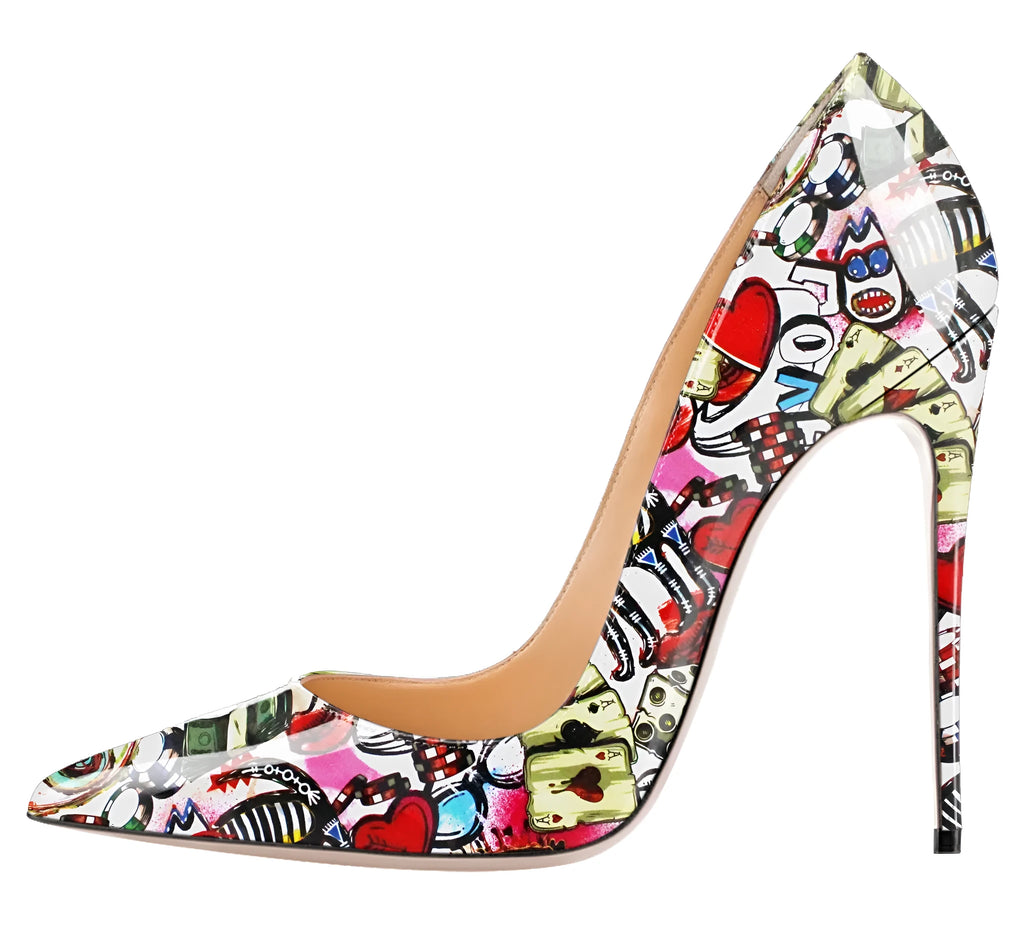 Shallow mouth high heels with patent leather and suede surface, 12 cm heel, size 34-46