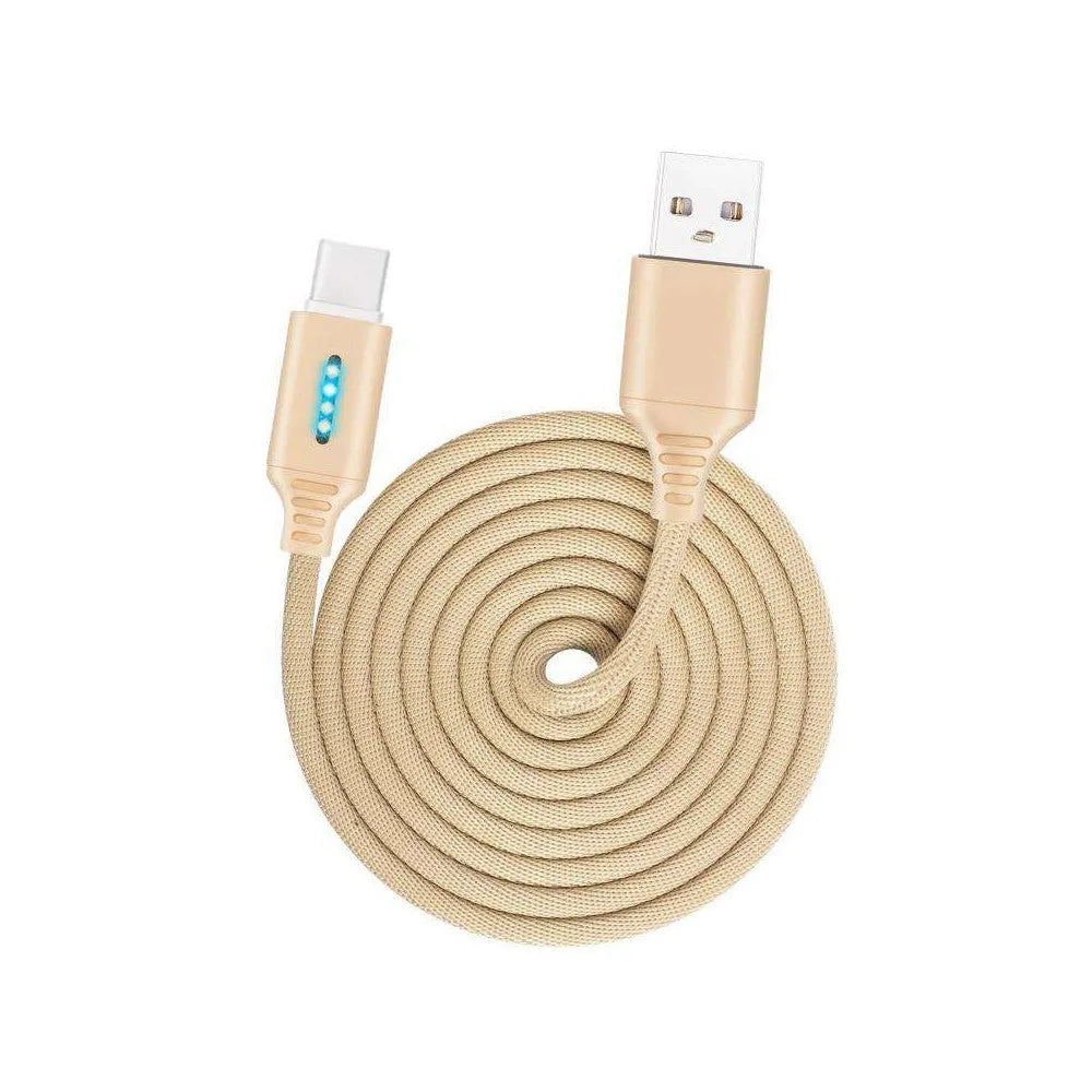 Fabric weave USB fast charging cable in black, 1 metre length for Android iPhone Type-C devices
