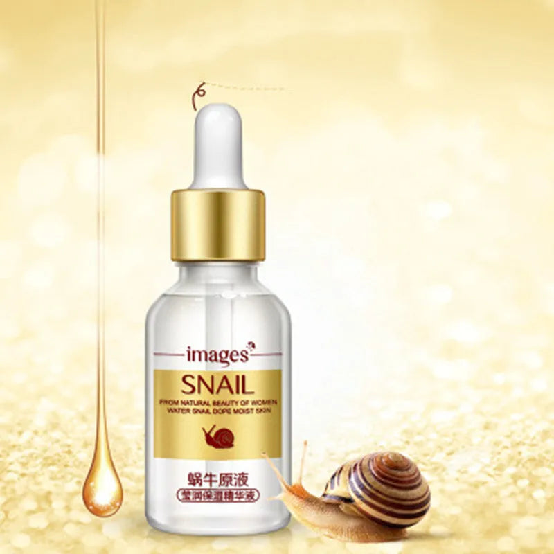 Snail moisturising nourishing serum 15ml facial treatment in white bottle
