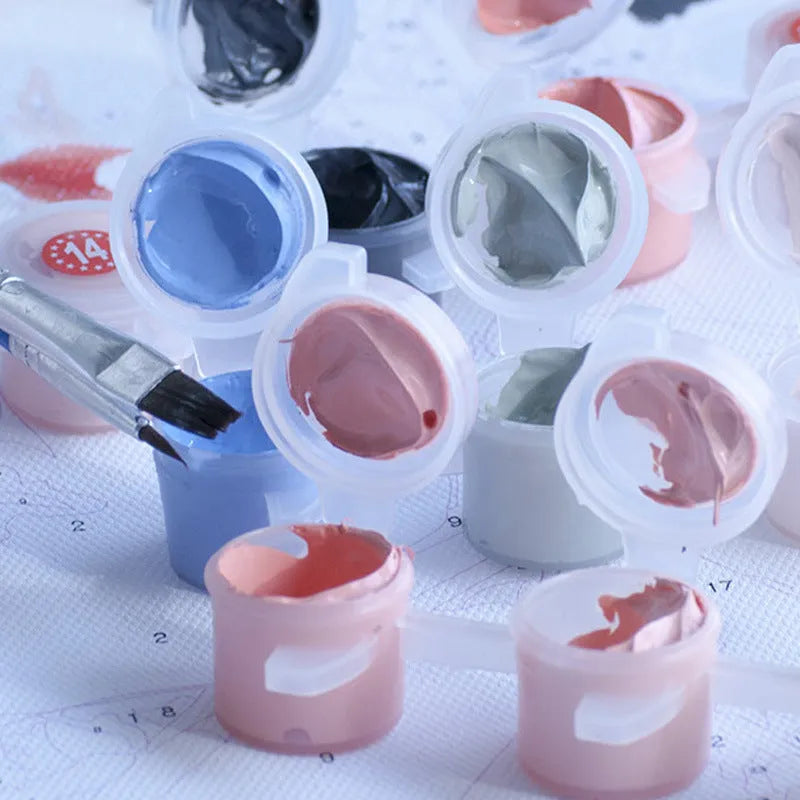 40x50cm sea view villa DIY digital oil painting kit with acrylic paints and brushes on linen canvas