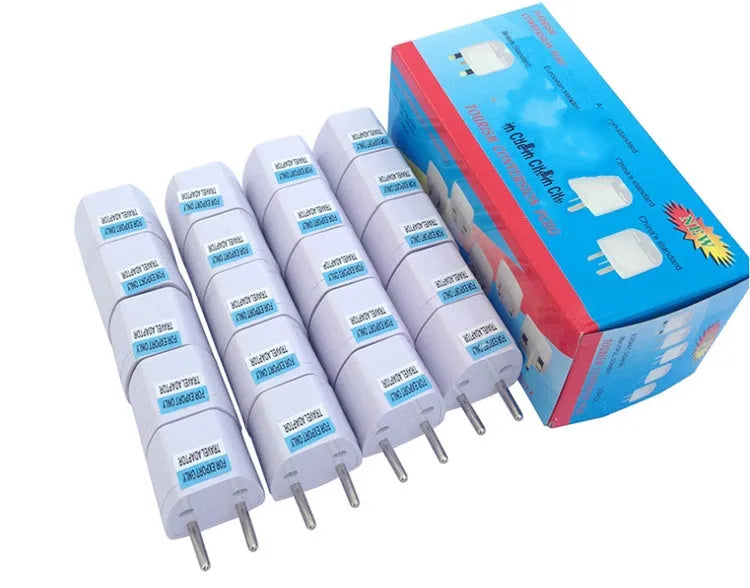 Multi-country conversion plug with AU EU UK US compatibility, ABS and galvanised iron sheet construction