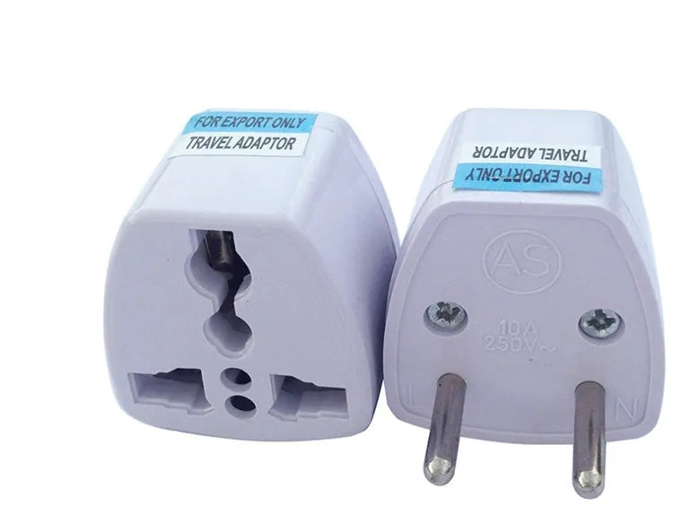 Multi-country conversion plug with AU EU UK US compatibility, ABS and galvanised iron sheet construction