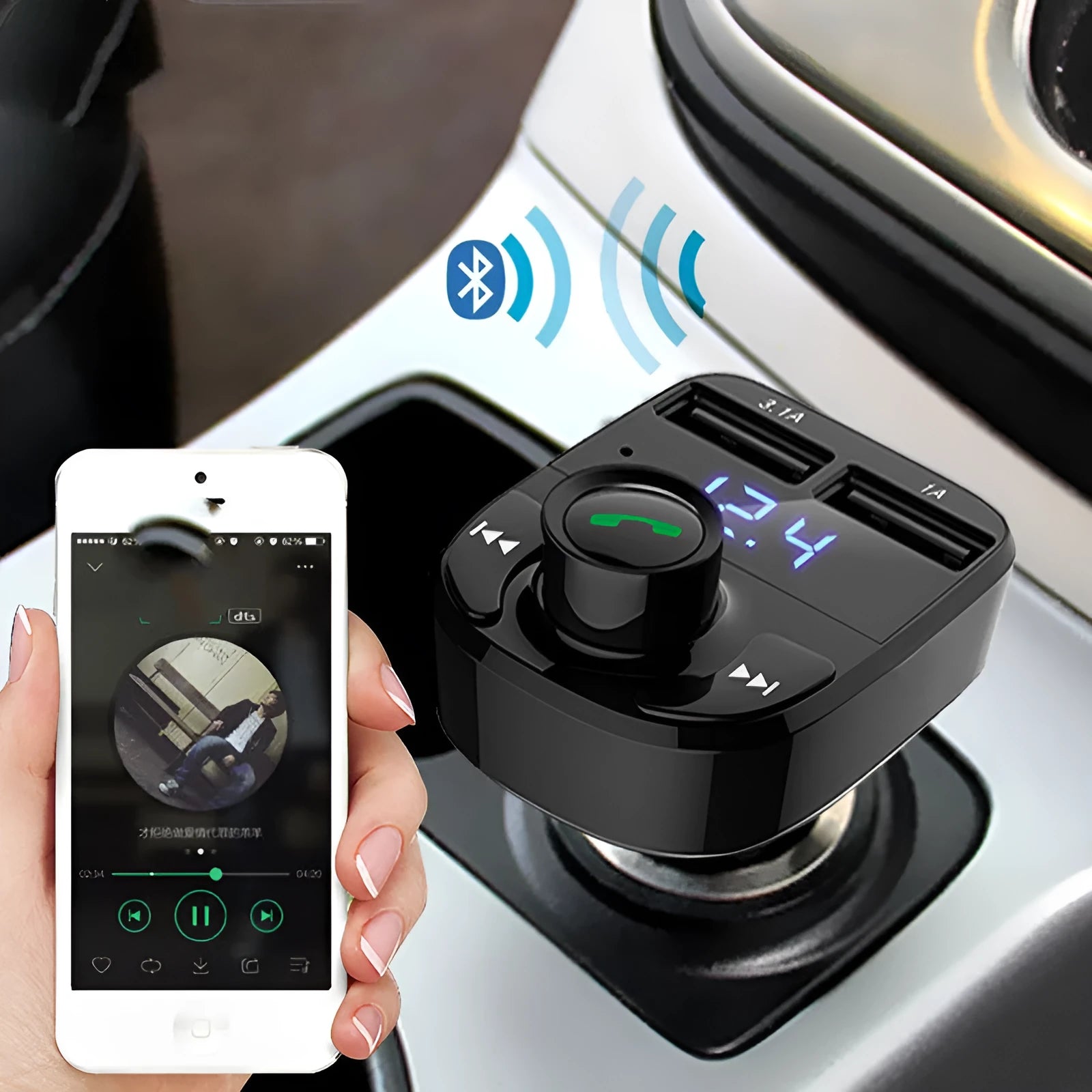 HY82 car MP3 player unit for cigarette lighter socket with Bluetooth and USB connectivity