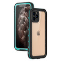 FREDPEPPER IP68 waterproof hard case for iPhone in black, blue, and red colours.