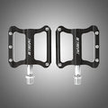 Pair of black aluminium CNC machined mountain bike pedals with anti-skid nails sealed bearing