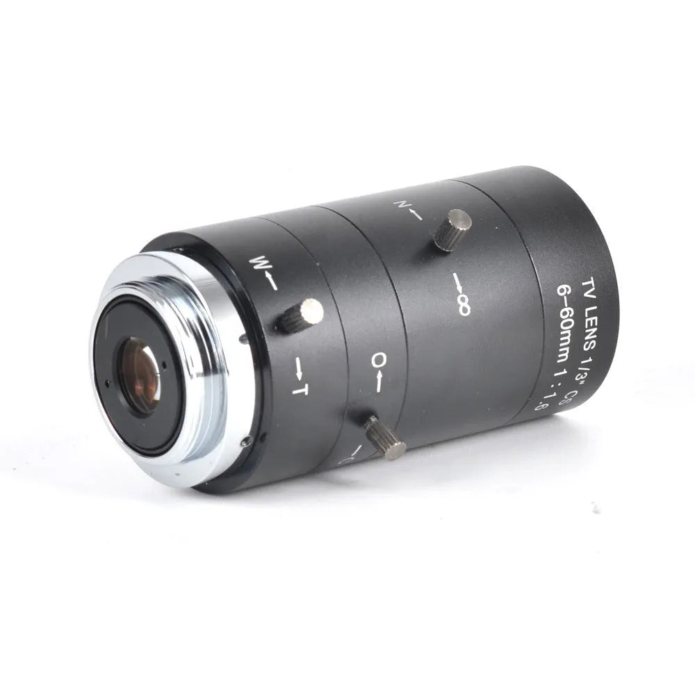 Black CS mount manual aperture camera lens with 6-60mm focal length markings