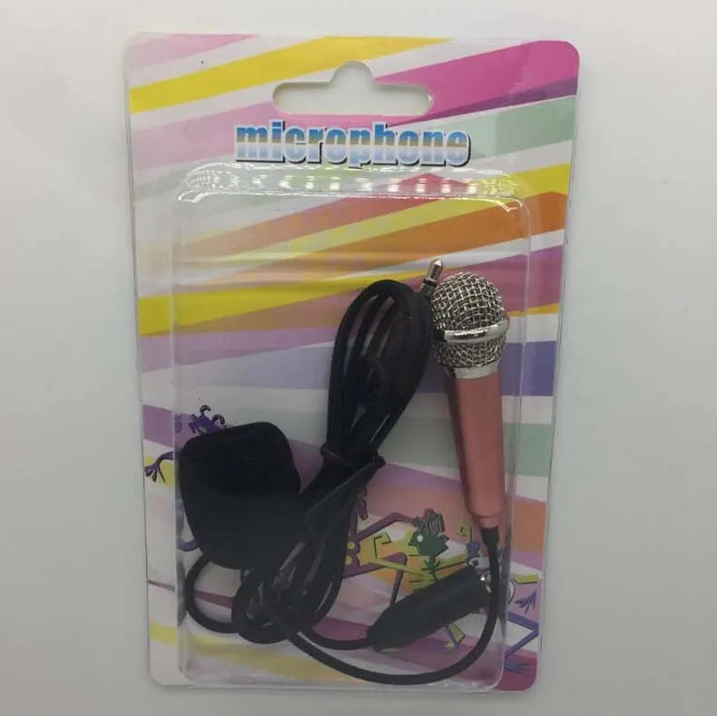 T3 wired condenser microphone for mobile phones in blue, gold, red, or silver colour options.