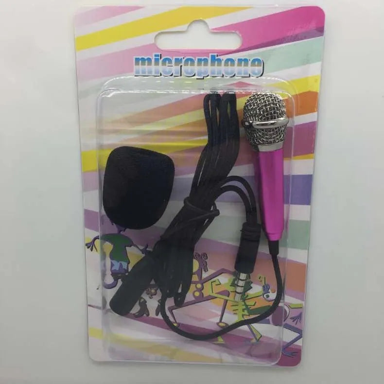 T3 wired condenser microphone for mobile phones in blue, gold, red, or silver colour options.