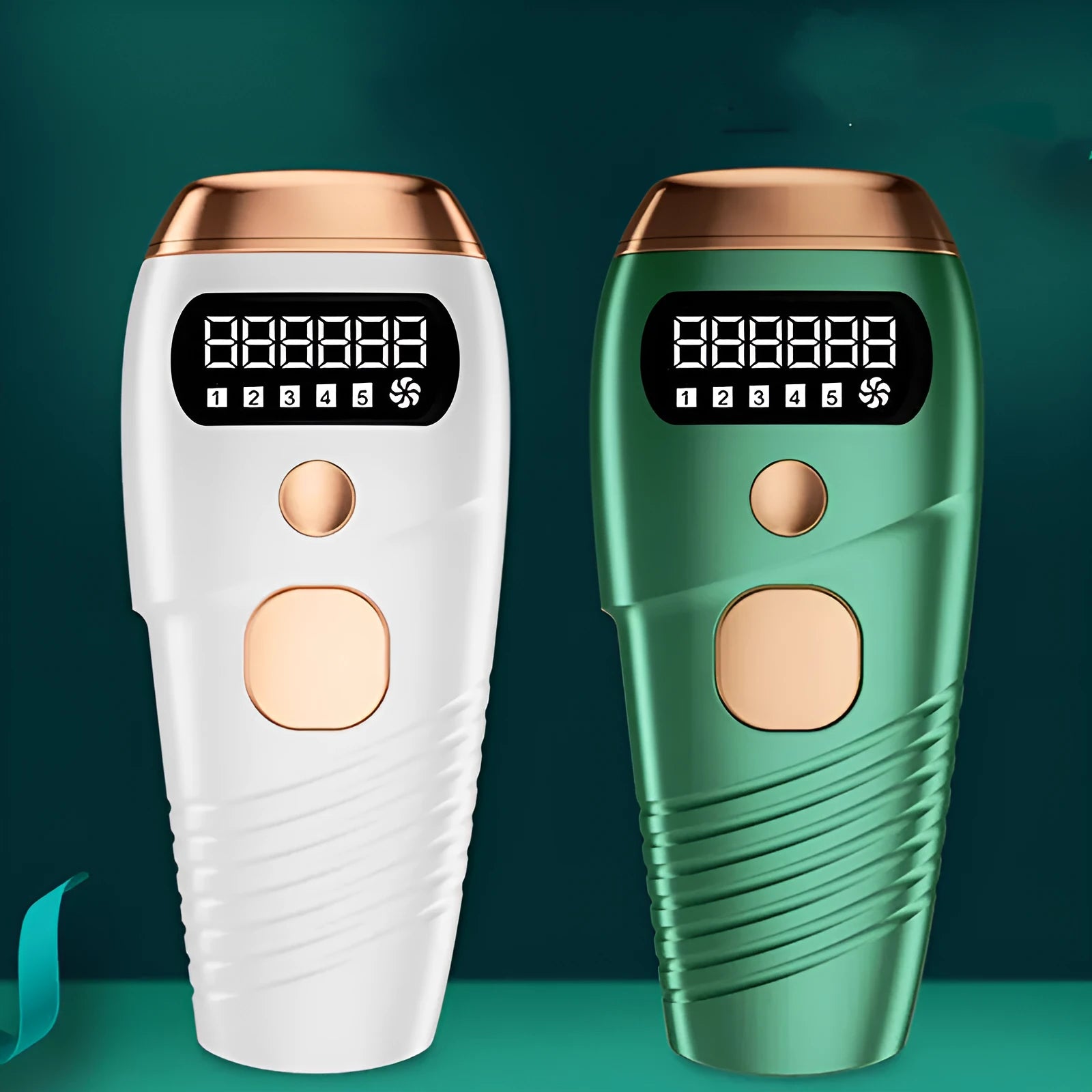 Women IPL painless hair removal device 500,000 flashes with 5 energy levels for bikini armpit leg and arm hair removal in green and white