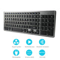 White universal Bluetooth keyboard for iPad tablets and mobile phones showing 104-key layout and ultra-thin 13mm profile