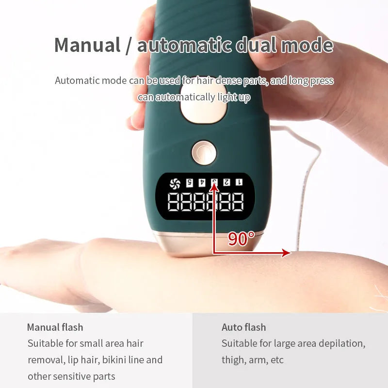 Women IPL painless hair removal device 500,000 flashes with 5 energy levels for bikini armpit leg and arm hair removal in green and white