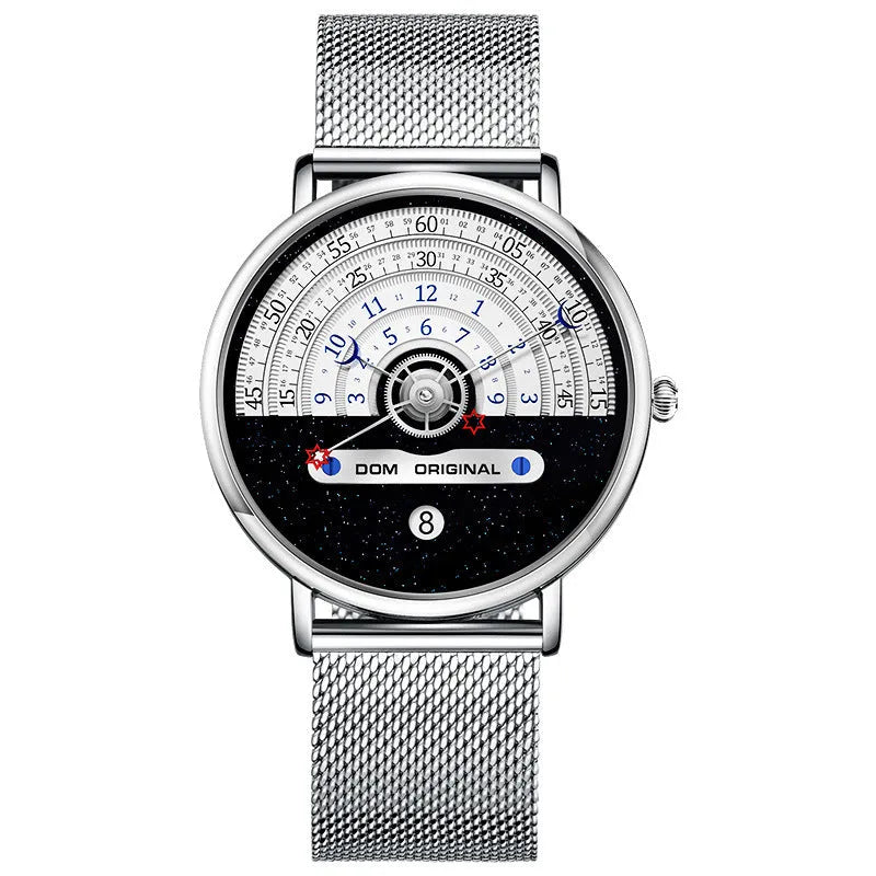 Men's M-1288 sports watch with round 40mm dial showing gold colour option and stainless steel bracelet