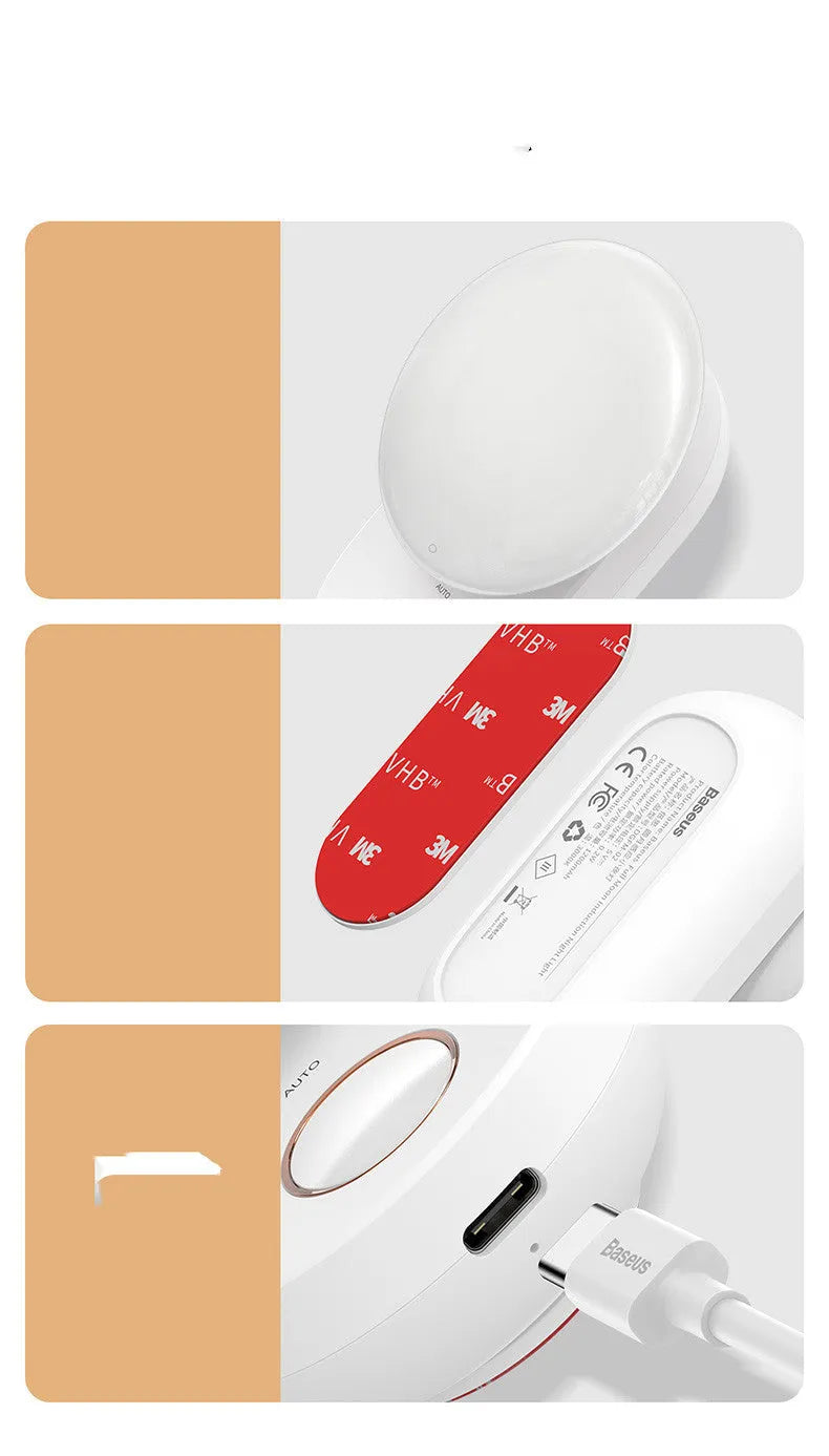 White rechargeable motion sensor LED night light with USB charging port