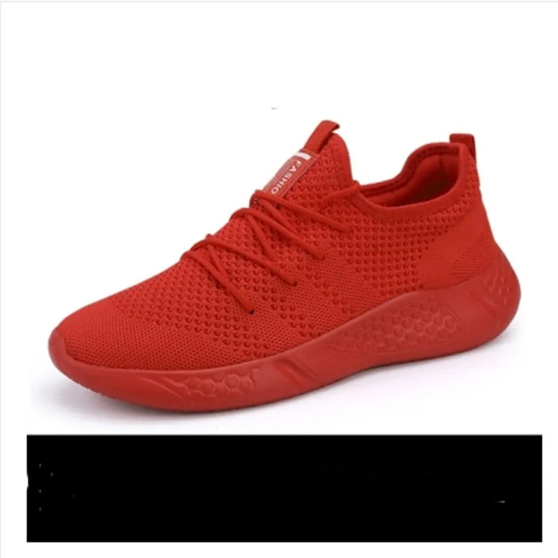 Men's black and white mesh sneakers with round toe and PVC sole for casual sport wear