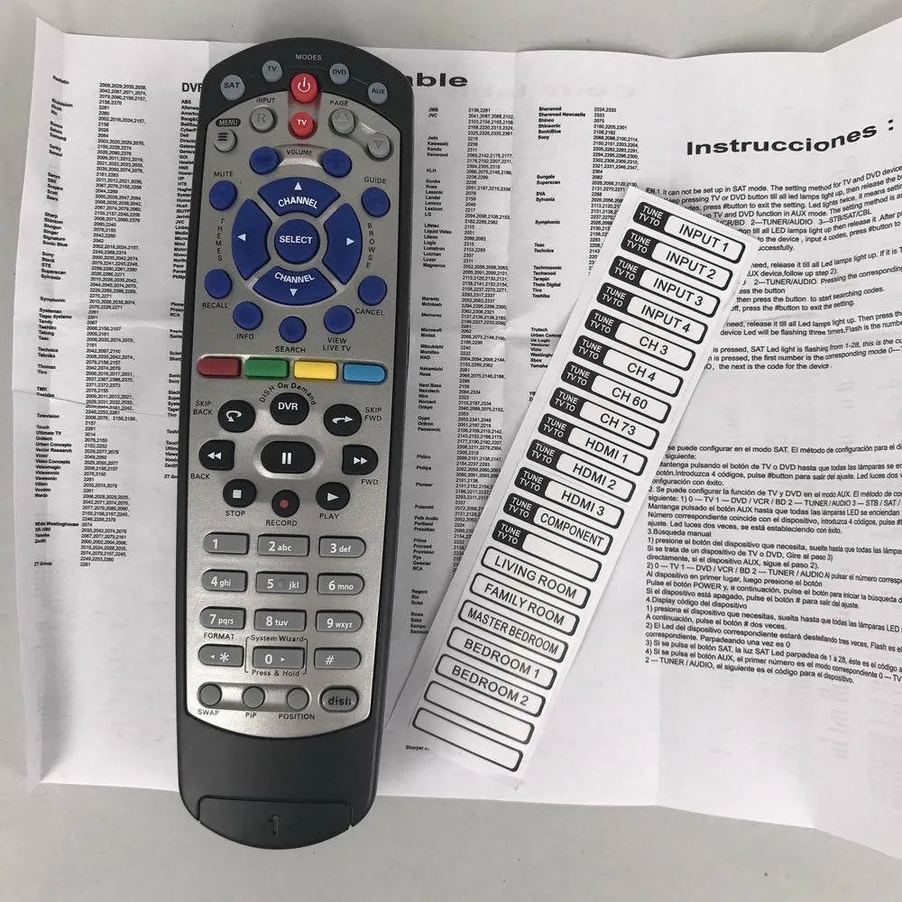 Black DISH Network universal remote control for code 20.1 satellite receivers made of ABS material