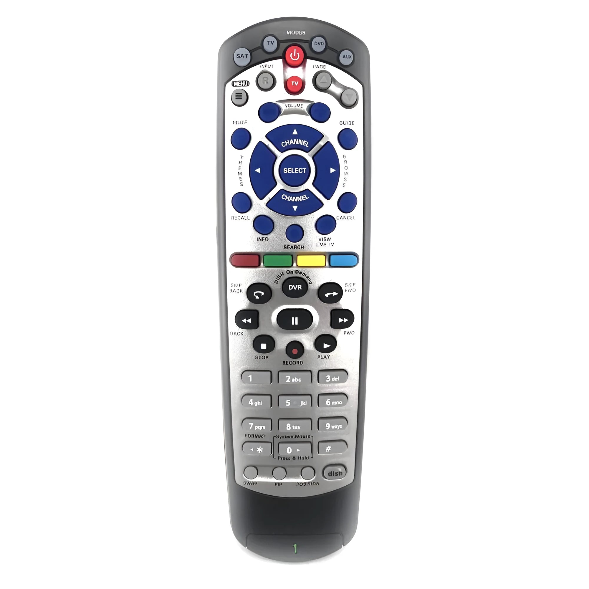Black DISH Network universal remote control for code 20.1 satellite receivers made of ABS material