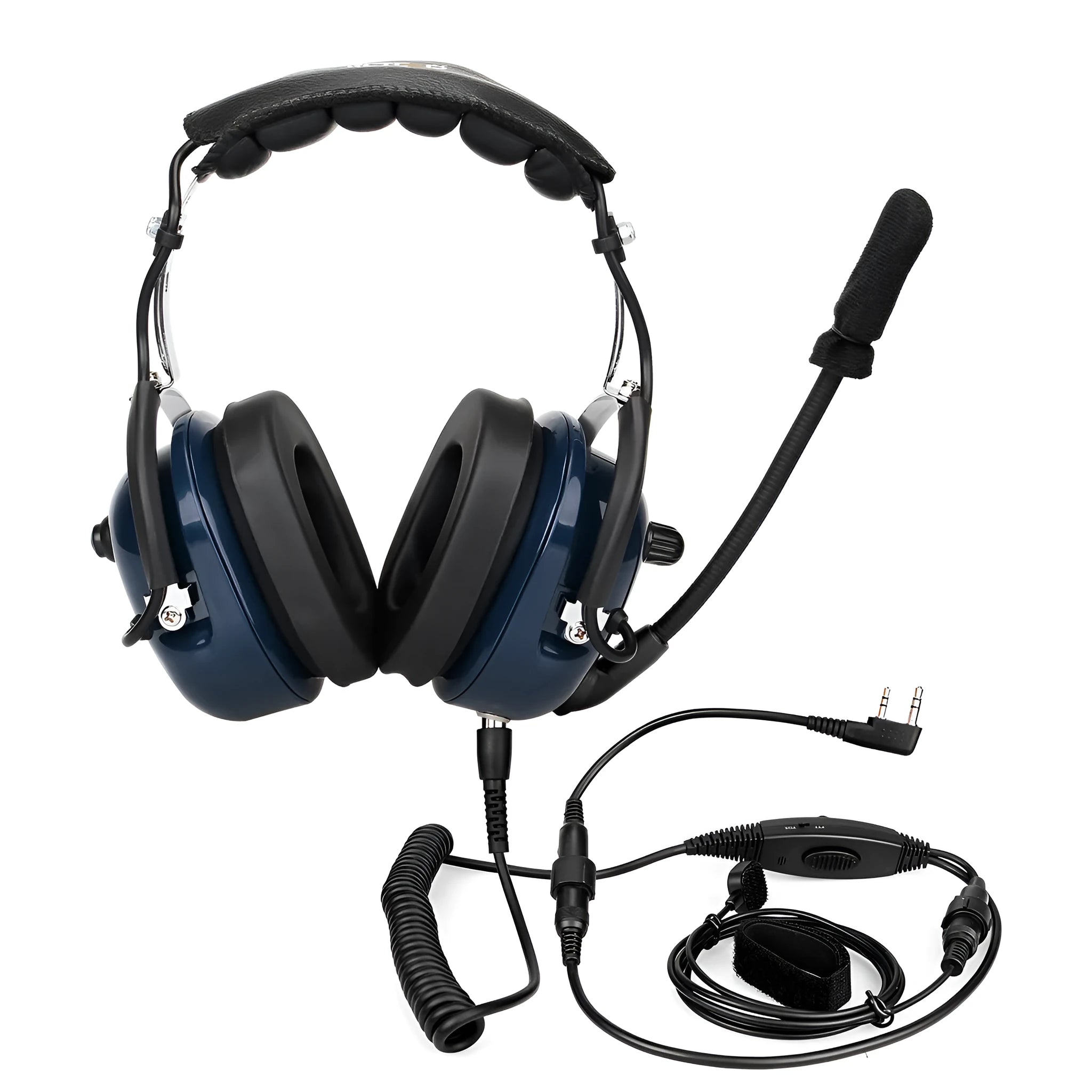 Retevis EH050K blue double needle headphones with aviation noise reduction headset and 5-pin cable
