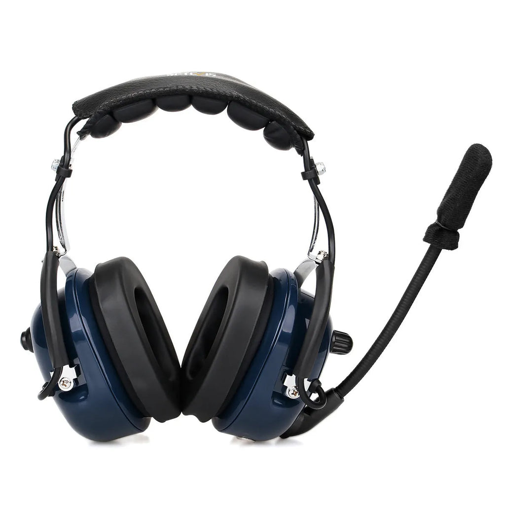 Retevis EH050K blue double needle headphones with aviation noise reduction headset and 5-pin cable
