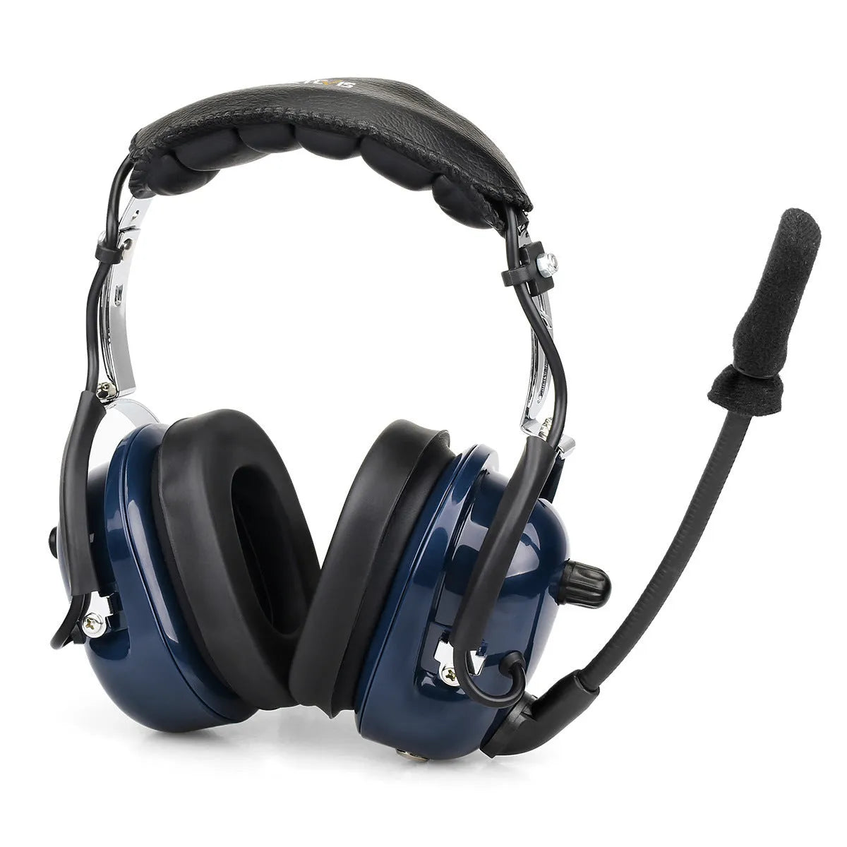 Retevis EH050K blue double needle headphones with aviation noise reduction headset and 5-pin cable