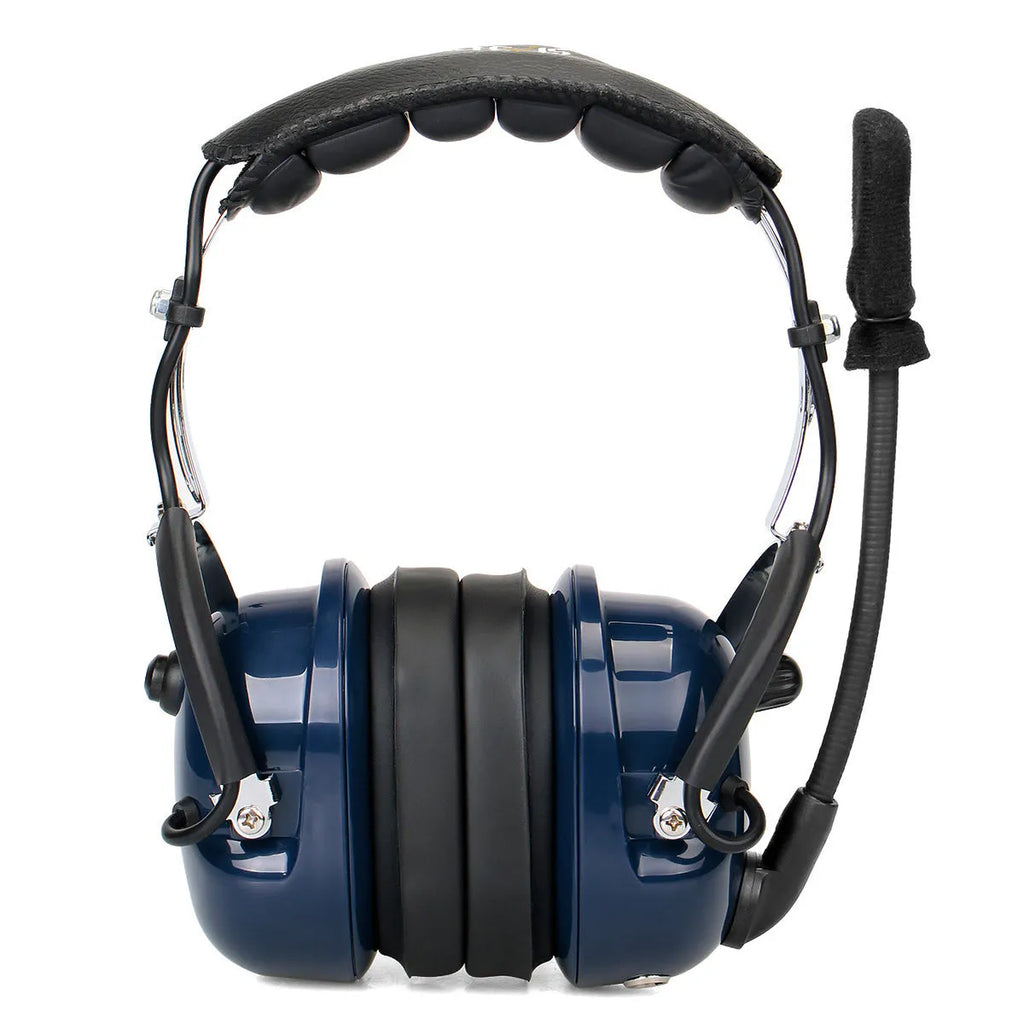 Retevis EH050K blue double needle headphones with aviation noise reduction headset and 5-pin cable