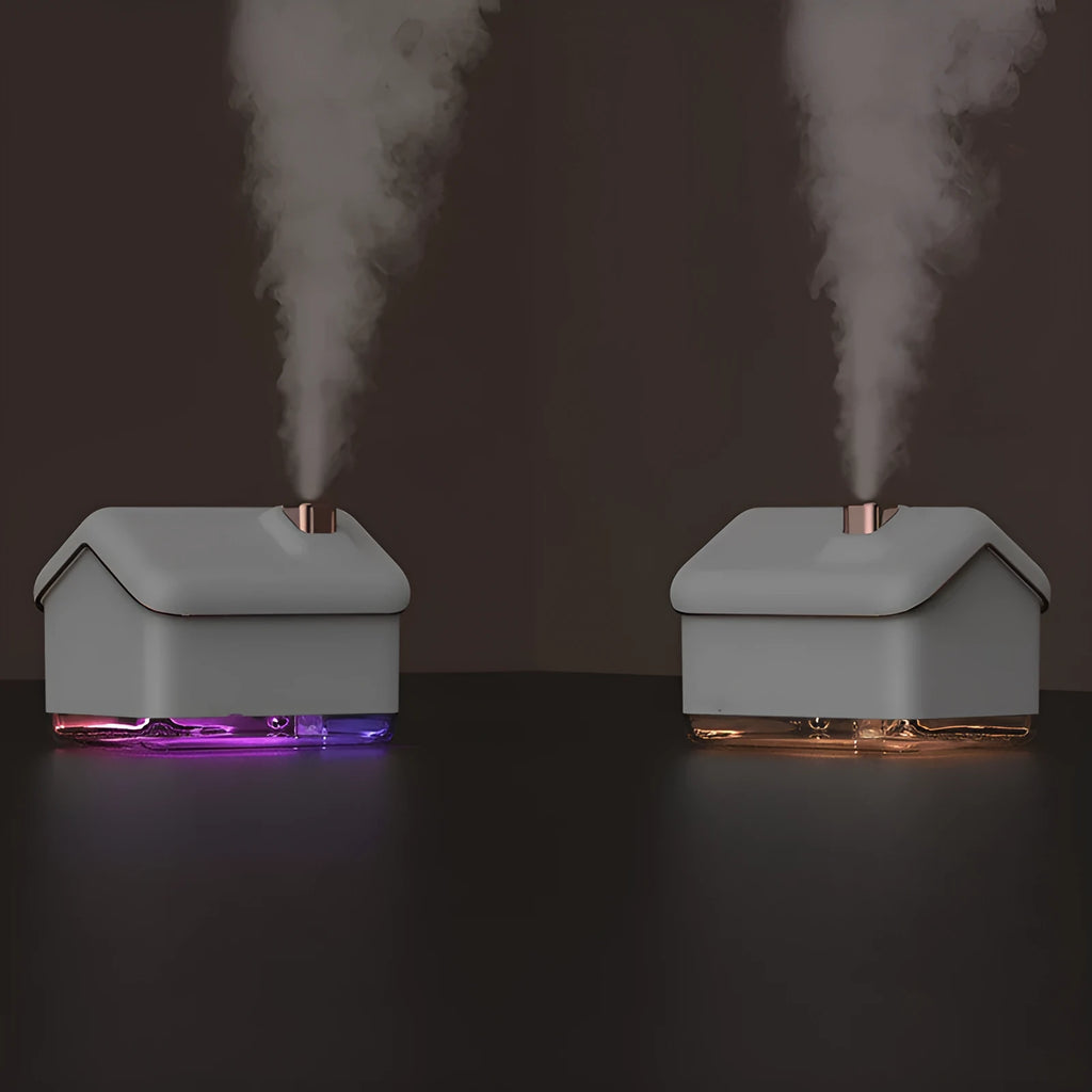 White igloo-shaped ultrasonic humidifier diffuser with USB cable and LED light