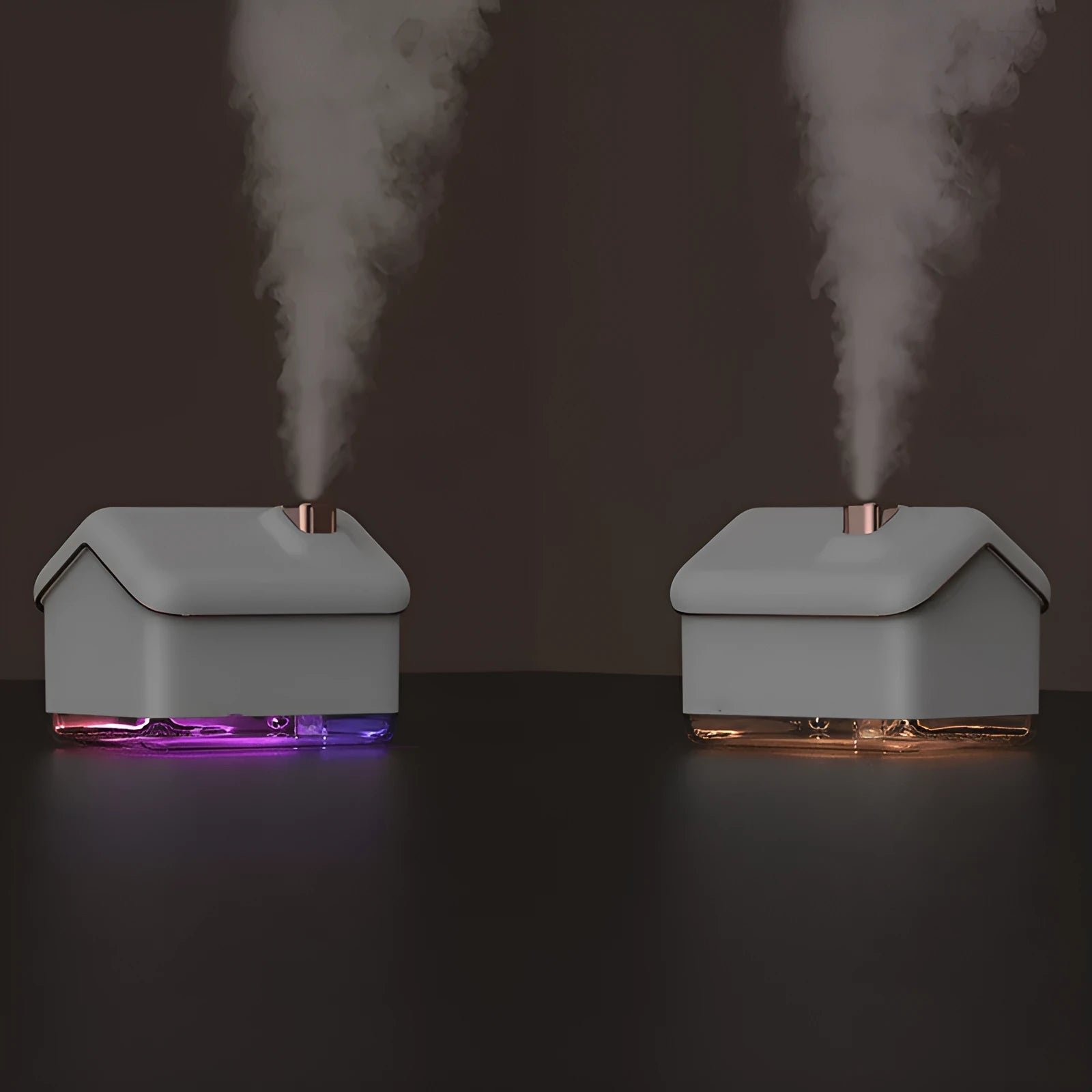 White igloo-shaped ultrasonic humidifier diffuser with USB cable and LED light